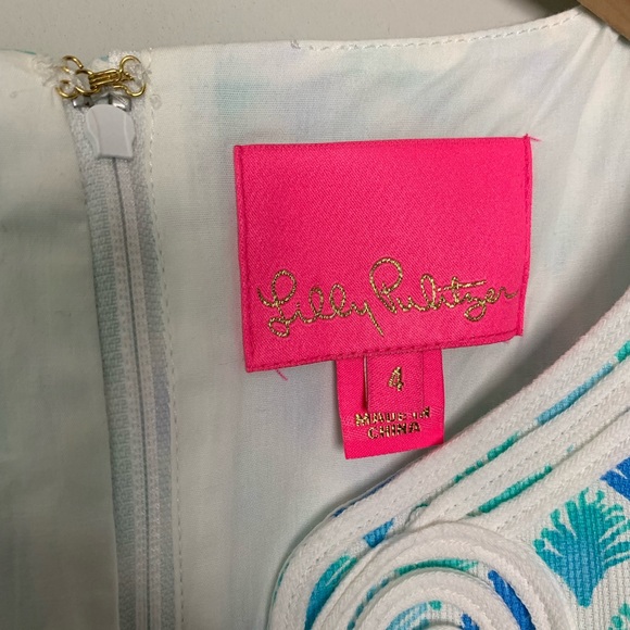 Lilly Pulitzer Blue/White Gabby Stretch Shift Dress In Scuba Doo Print SZ 4 - Picture 4 of 6